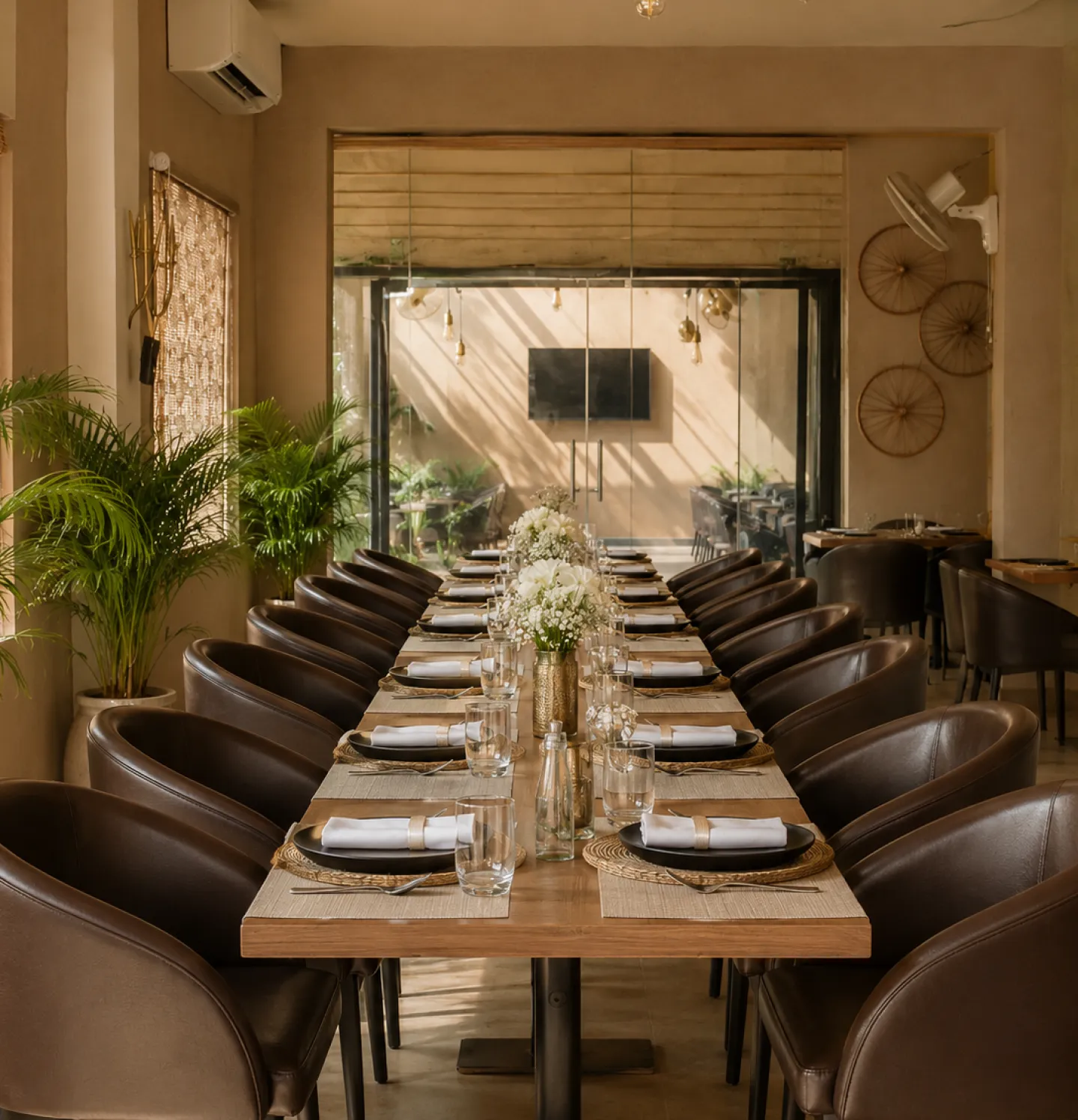Elegant restaurant table setting for a private event